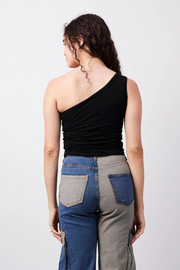 One Shoulder Hem Top black - Topella - Image 2