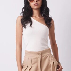 One Shoulder Hem Top white - Topella