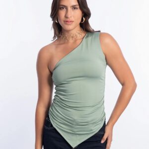 One Shoulder Hem Top OLIVE - Topella