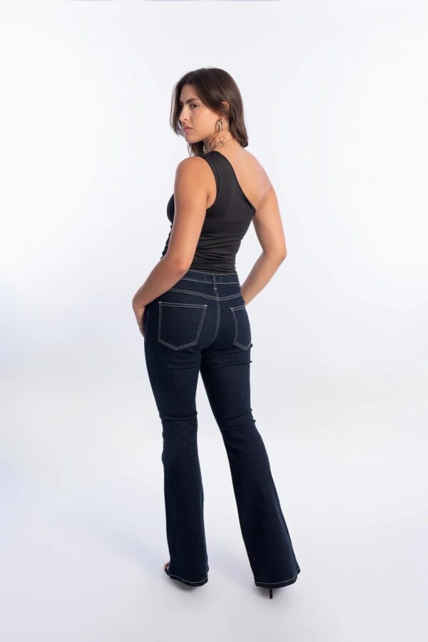 One Shoulder Hem Top Black - Topella - Image 2