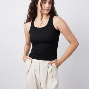 Basic Ribbed Tank Top black - Topella