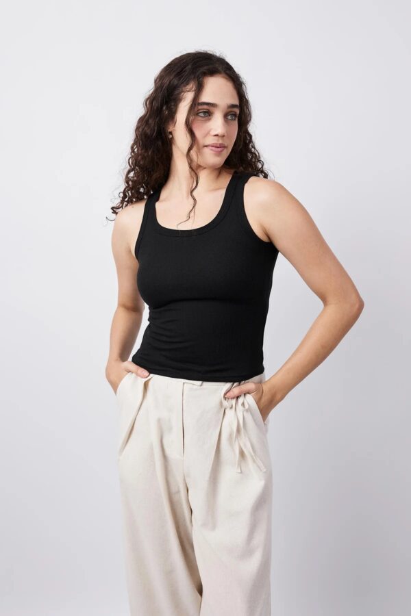 Basic Ribbed Tank Top black - Topella